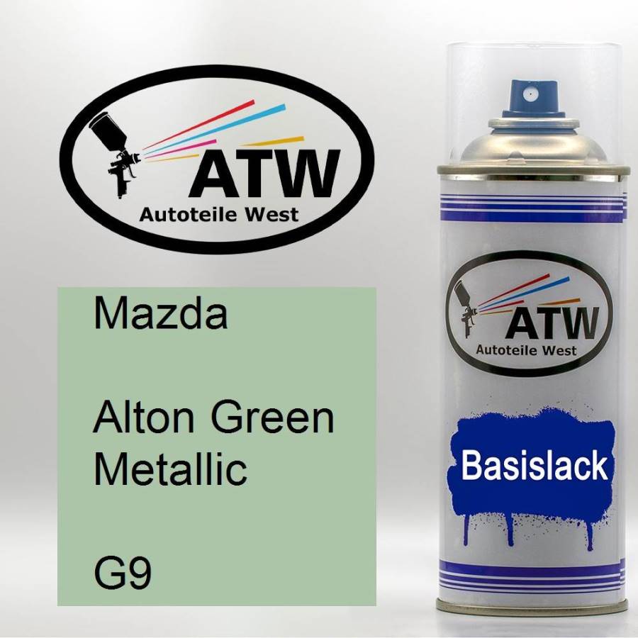 Mazda, Alton Green Metallic, G9: 400ml Sprühdose, von ATW Autoteile West.
